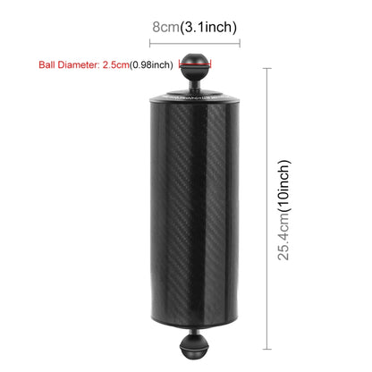 PULUZ 10.0 inch 25.4cm Length 80mm Diameter Dual Balls Carbon Fiber Floating Arm, Ball Diameter: 25mm, Buoyancy: 800g, 10 inch 800g Buoyancy