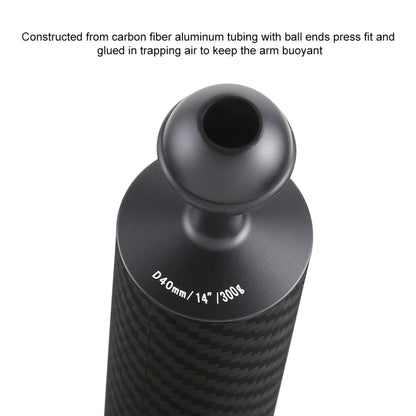 PULUZ 14.56 inch 37cm Length 40mm Diameter Dual Balls Carbon Fiber Floating Arm, Ball Diameter: 25mm, Buoyancy: 300g, 14 inch 300g Buoyancy
