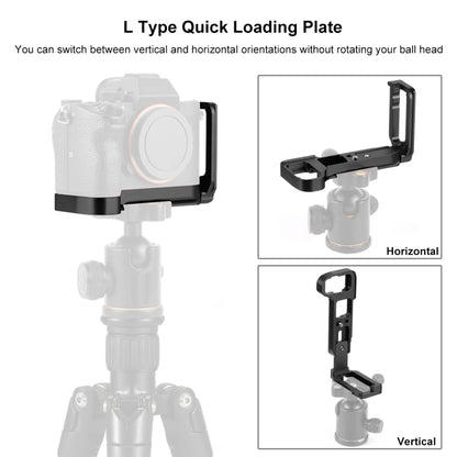 PULUZ 1/4 inch Vertical Shoot Quick Release L Plate Bracket Base Holder for Sony A9 (ILCE-9) / A7 III/ A7R III, For Sony A9 (Black), For Sony A9 (Red)