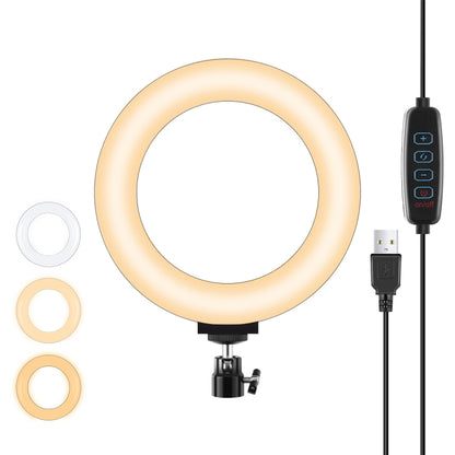 PULUZ 6.2 inch 16cm USB 3 Modes Dimmable LED Ring Vlogging Photography Video Lights with Tripod Ball Head, 6.2 inch