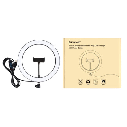 PULUZ 11.8 inch 30cm USB 3 Modes Dimmable LED Ring Vlogging Selfie Photography Video Lights with Cold Shoe Tripod Ball Head & Phone Clamp, 11.8 inch