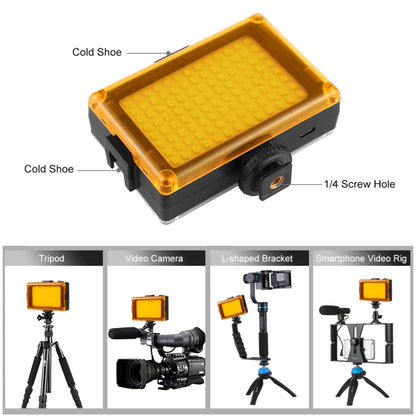 PULUZ Pocket 96 LEDs 860LM Professional Vlogging Photography Video & Photo Studio Light with White and Orange Magnet Filters Light Panel for Canon, Nikon, DSLR Cameras, 104 LED
