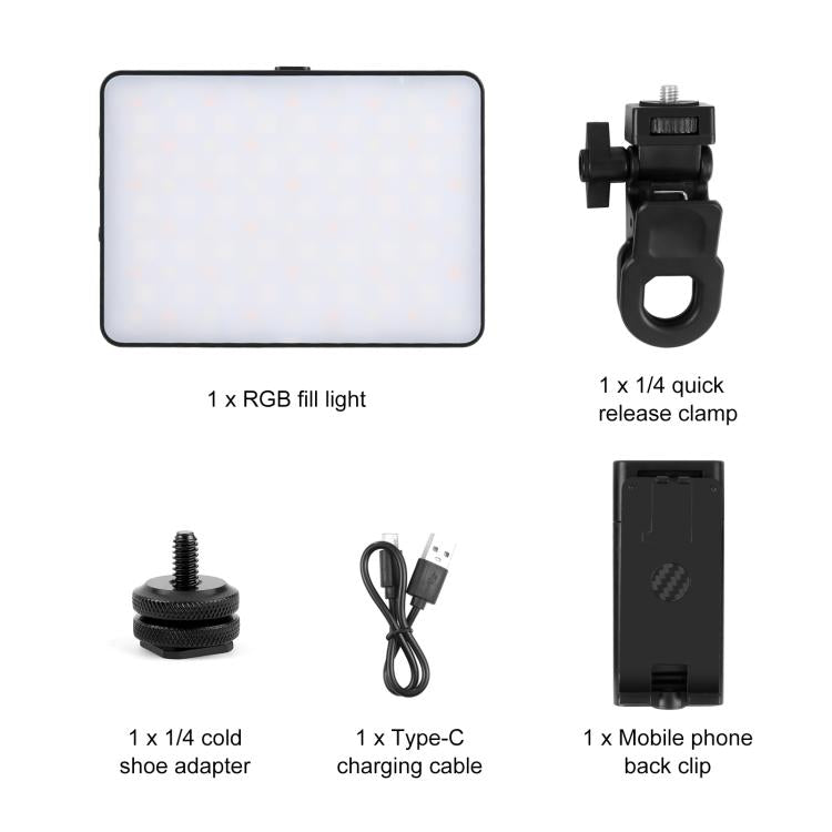 PULUZ Thin Pocket 94 LEDs RGB Full Color Beauty Fill Light Handheld Photography LED Light, 94 LED