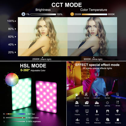 PULUZ Thin Pocket 94 LEDs RGB Full Color Beauty Fill Light Handheld Photography LED Light, 94 LED