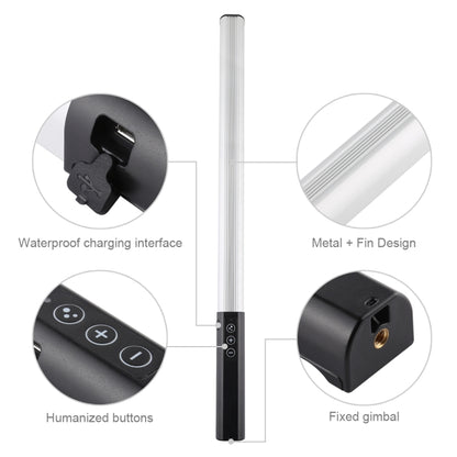 PULUZ RGB Colorful Photo LED Stick Adjustable Color Temperature Handheld LED Fill Light with Remote Control, Remote Fill Light