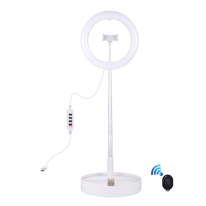 PULUZ 10.2 inch 26cm USB 3 Modes Dimmable Dual Color Temperature LED Curved  Ring Vlogging Selfie Photography Video Lights with Bluetooth Remote Shutter & Folding Desktop Holder & Phone Clamp
