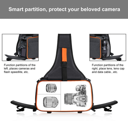PULUZ Triangle Style SLR Camera Bag Sling Waterproof Backpack Shoulder Messenger Bags with Removable Lens Bag, Triangle Style Backpack(Black)