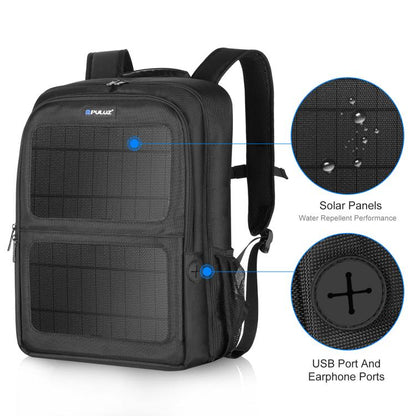 PULUZ Solar Power Outdoor Portable Camera Dual Shoulders Backpack Laptop Bag, Solar Shoulders Backpack