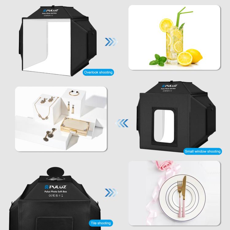 PULUZ 40cm Folding 72W 5500K Studio Shooting Tent Soft Box Photography Lighting Kit with 4 Colors (Black, Orange, White, Green) Backdrops, 40cm Folding 72W(EU Plug), 40cm Folding 72W(UK Plug), 40cm Folding 72W(US Plug), 40cm Folding 72W(AU Plug)