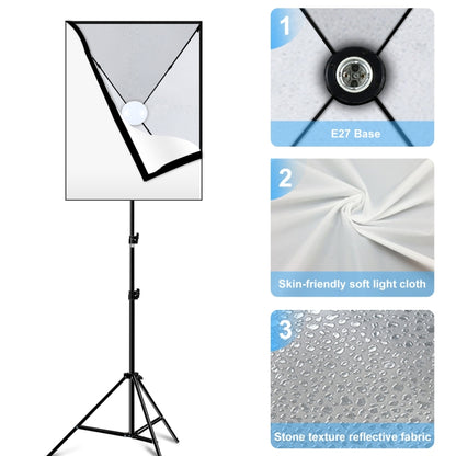 PULUZ 50x70cm Studio Softbox + 2m Tripod Mount + Single 220V E27 30W 5700K White Light LED Bulb Photography Kit, Single Bulb US Plug, Single Bulb EU Plug