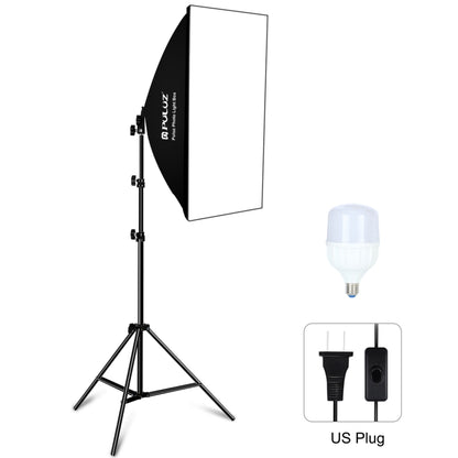 PULUZ 50x70cm Studio Softbox + 2m Tripod Mount + Single 220V E27 30W 5700K White Light LED Bulb Photography Kit, Single Bulb US Plug, Single Bulb EU Plug