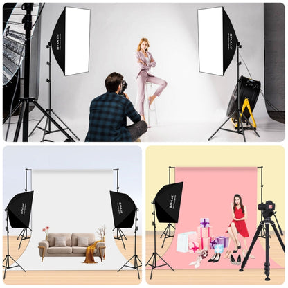 PULUZ 50x70cm Studio Softbox + 2m Tripod Mount + Single 220V E27 30W 5700K White Light LED Bulb Photography Kit, Single Bulb US Plug, Single Bulb EU Plug