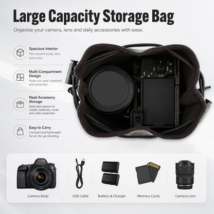 PULUZ Camera Protective Inner Bag Thick Padded Carrying Pouch with Shoulder Strap for Mirrorless & DSLR Cameras, Size: L, Size: L