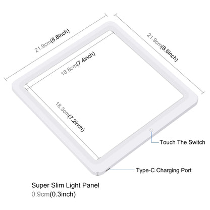 PULUZ Mini LED Photography Shadowless Light Lamp Panel Pad + Studio Shooting Tent Box, Acrylic Material, 20cm x 20cm Effective Area, 20cm(2 LED) + Shadowless Light