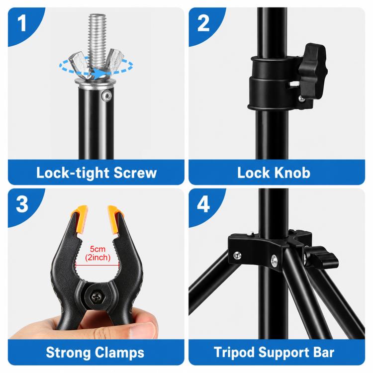 2 x 3m Thickened Photo Studio Background Support Stand Backdrop Crossbar Bracket, 2 x 3m Thickened