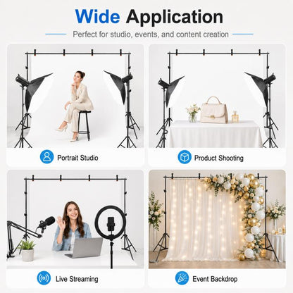 2 x 3m Thickened Photo Studio Background Support Stand Backdrop Crossbar Bracket, 2 x 3m Thickened
