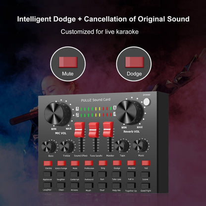 PULUZ Live Broadcasting Sound Card Bluetooth Karaoke Singing Recording Sound Mixer for Mobile Phone / Computer / Laptop / Tablet PC, English Version, English Version