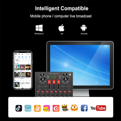 PULUZ Live Broadcasting Sound Card Bluetooth Karaoke Singing Recording Sound Mixer for Mobile Phone / Computer / Laptop / Tablet PC, English Version, English Version