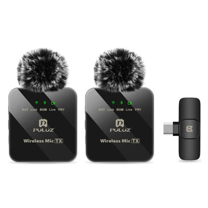 PULUZ Wireless Lavalier Microphone for Type-C Phone, Type-C Receiver and Dual Microphones, Type-C 2 TX + 1 RX