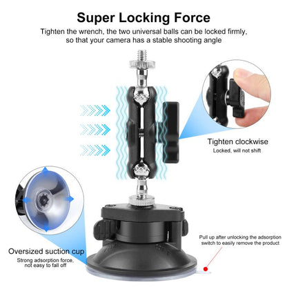 PULUZ Upgraded 1/4 inch Magic Arm Suction Cup Mount, Upgraded 1/4 inch Suction Cup Mount