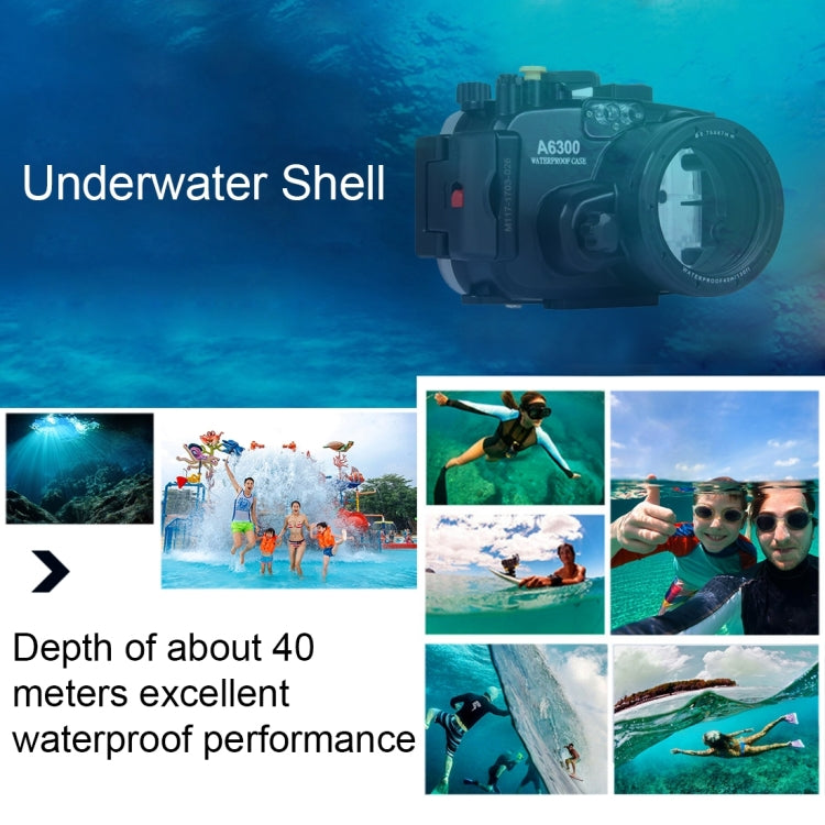 PULUZ 40m Underwater Depth Diving Case Waterproof Camera Housing for Sony A6300 (E PZ 16-50mm F3.5-5.6 OSS), For A6300