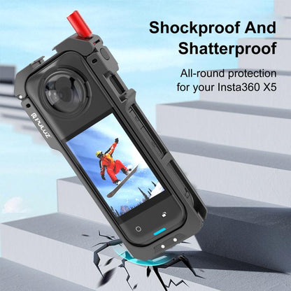 For Insta360 X5 PULUZ Metal Protective Cage Rig Housing Frame with Lens Cover, Metal Protective Cage