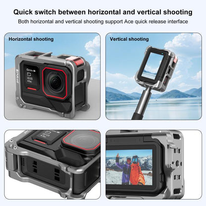 For Insta360 Ace Pro 2 PULUZ Aluminum Alloy Protective Cage Rig Dual Cold Shoe Housing Frame, For Insta360 Ace Pro 2 Meta Cage