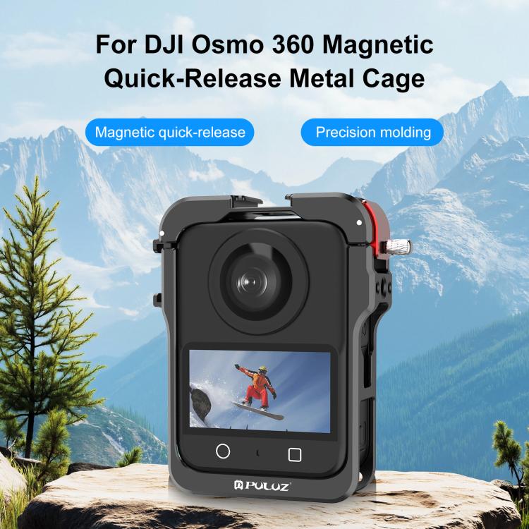 For DJI Osmo 360 PULUZ Aluminum Alloy Protective Cage Expansion Frame with Lens Cover, For DJI Osmo 360 Protective Cage