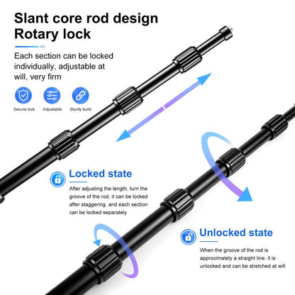 PULUZ 1.2m Aluminum Alloy Invisible Selfie Stick Anti-Shake Vlog Locking Telescopic Extension Monopod, 1.2m  Invisible Selfie Stick