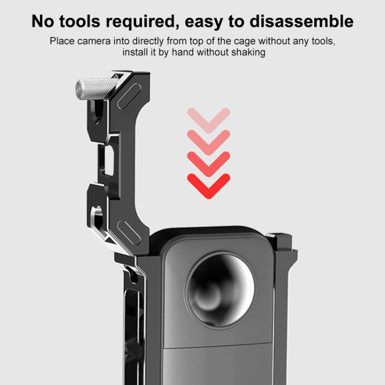 For Insta360 X3 PULUZ Metal Protective Cage Rig Housing Frame with Expand Cold Shoe Base & Tripod Adapter, For Insta360 X3