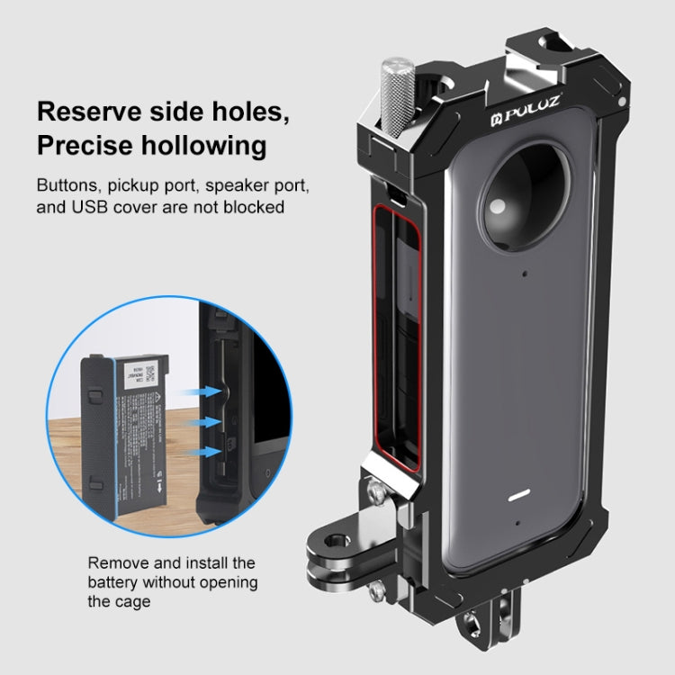 For Insta360 X3 PULUZ Metal Protective Cage Rig Housing Frame with Expand Cold Shoe Base & Tripod Adapter, For Insta360 X3
