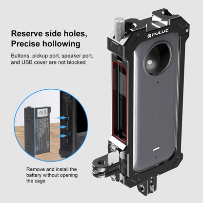 For Insta360 X3 PULUZ Metal Protective Cage Rig Housing Frame with Expand Cold Shoe Base & Tripod Adapter, For Insta360 X3