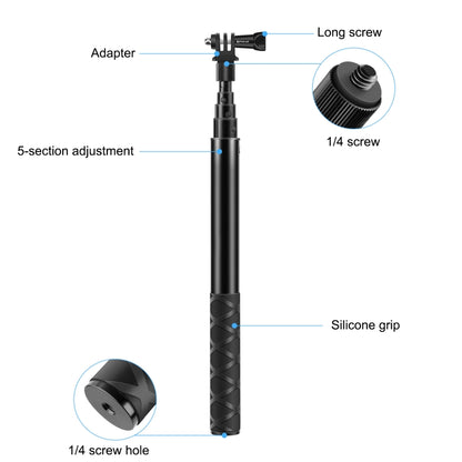 PULUZ 110cm Metal Selfie Stick Monopod with Invisible Adapter Base & Screw for Insta360 One RS / X2 / X3 / X4 / DJI Osmo 360, 110cm Monopod