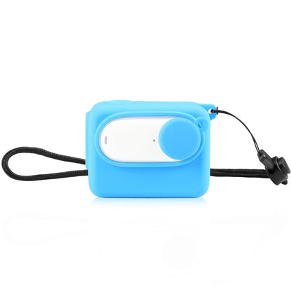 For Insta360 GO 3 PULUZ Camera Charging Case Silicone Case with Lens Cap & Strap, Silicone Case with Lens Cap(Blue)