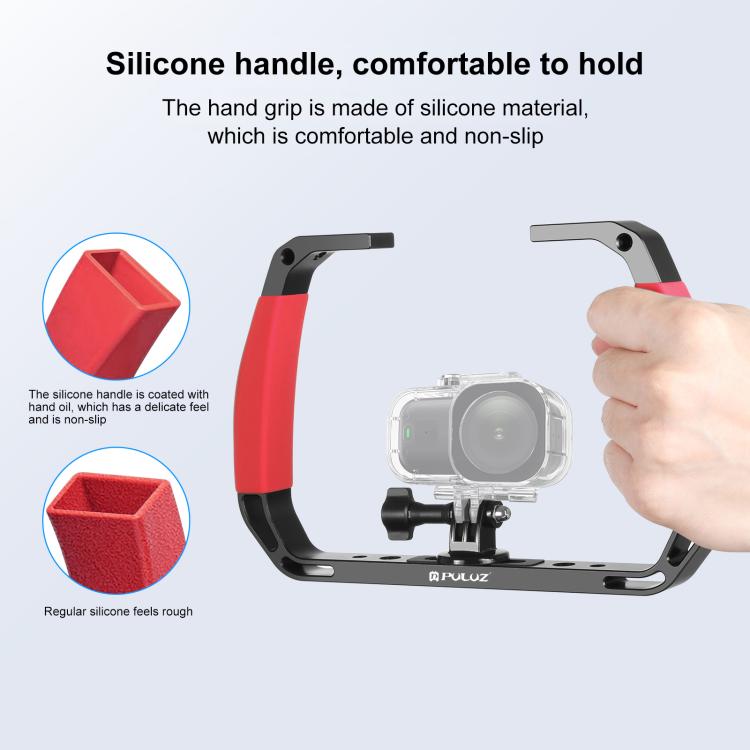 PULUZ Dual Silicone Handles Aluminium Alloy Underwater Diving Rig for GoPro, DJI OSMO Action, Insta360 and Other Action Cameras, For GoPro Action Cameras