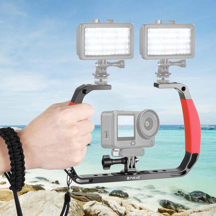 PULUZ Dual Silicone Handles Aluminium Alloy Underwater Diving Rig for GoPro, DJI OSMO Action, Insta360 and Other Action Cameras, For GoPro Action Cameras