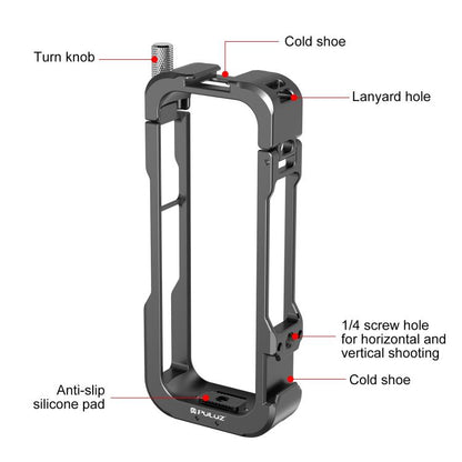 For Insta360 X4 PULUZ Metal Protective Cage Rig Housing Frame with Lens Cover, For Insta360 X4