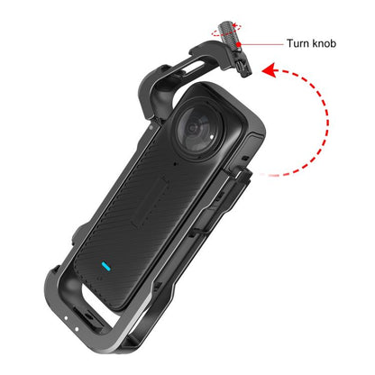 For Insta360 X4 PULUZ Metal Protective Cage Rig Housing Frame with Lens Cover, For Insta360 X4