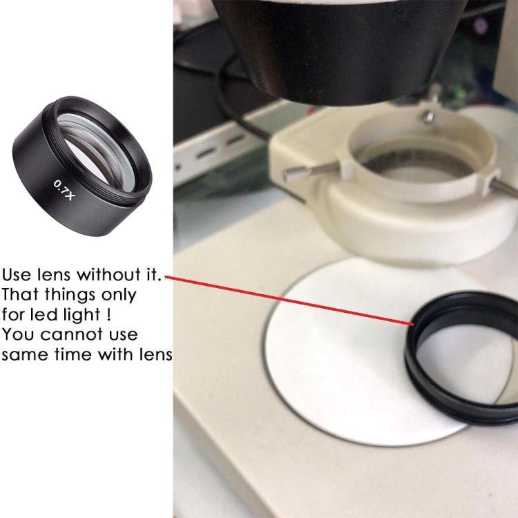 Stereo Microscopes Auxiliary Objective Lens Barlow Lens Magnifier 0.7X WD120, 0.7X WD120