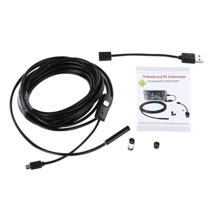 Waterproof Micro USB Endoscope Snake Tube Inspection Camera with 6 LED for OTG Android Phone, Length: 5m, Lens Diameter: 7mm, 7mm