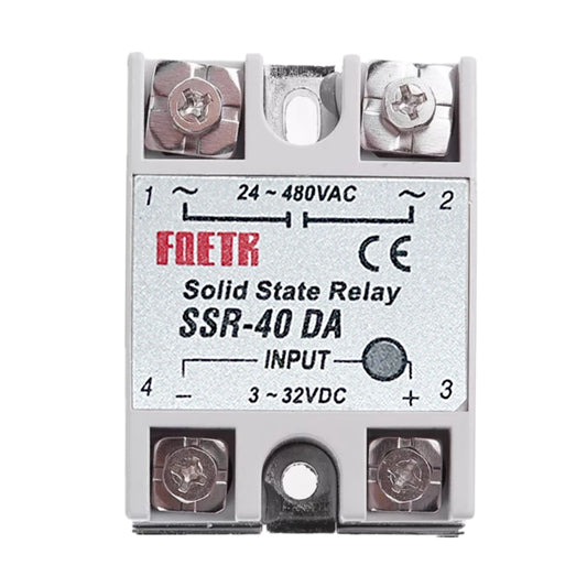 SSR-40DA AC 24-480V Solid State Relay for PID Temperature Controller, Input: DC 3-32V, SSR-40DA
