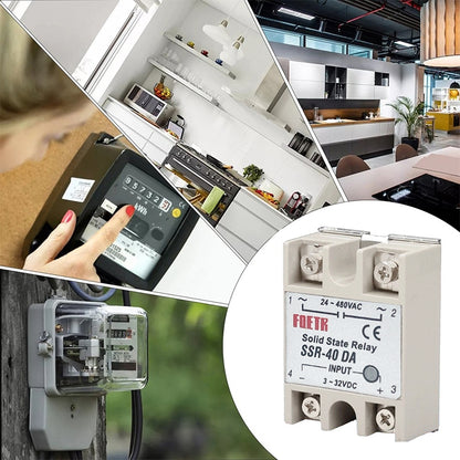 SSR-40DA AC 24-480V Solid State Relay for PID Temperature Controller, Input: DC 3-32V, SSR-40DA