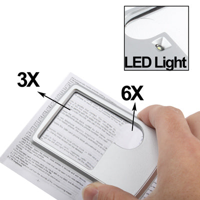 1 LED Illuminated Credit Card Design 6X / 3X Jewelry Magnifier