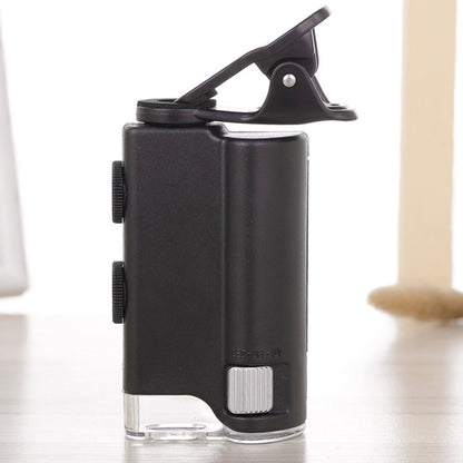 60X-100X Times Phone Microscope Clip Magnifying Jewelry Loupe With LED Light, 60X-100X Clip