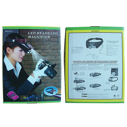 Headband Style 1.5X / 3X / 8.5X / 10X Magnifier with 2 LED Lights, MG81007-A(Grey), MG81007-A(Brown)