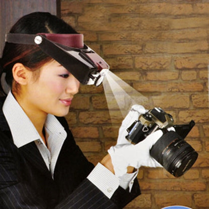 Headband Style 1.5X / 3X / 8.5X / 10X Magnifier with 2 LED Lights, MG81007-A(Grey), MG81007-A(Brown)