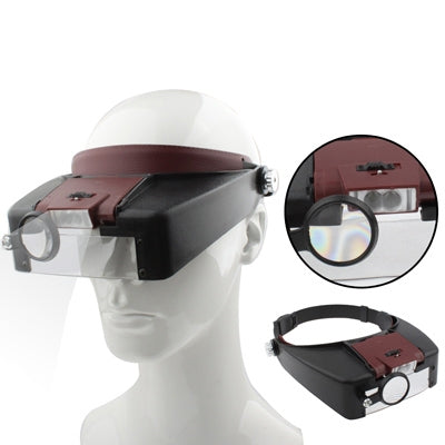Headband Style 1.5X / 3X / 8.5X / 10X Magnifier with 2 LED Lights, MG81007-A(Grey), MG81007-A(Brown)