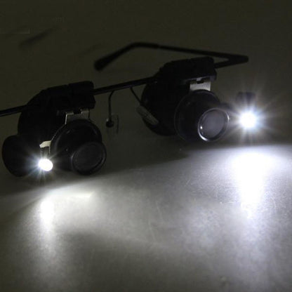 20X Glasses Type Watch Repair Loupe Magnifier with LED Light, Dual