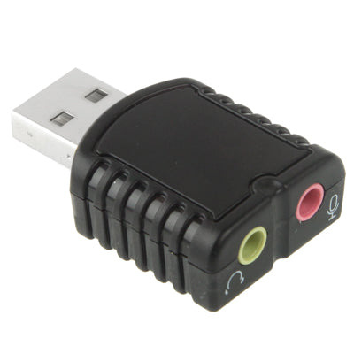 USB 2.0 Stereo Sound Adapter, External Power Not Required, Plastic 5.1 Channel Black