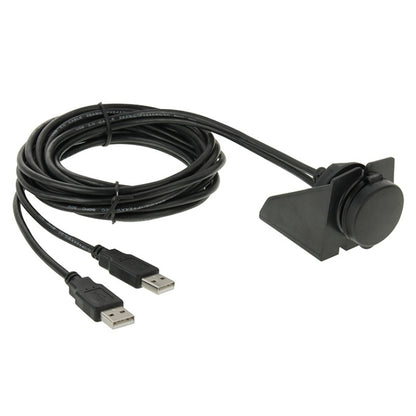 2 USB 2.0 Male to Female Extension Cable with Car Flush Mount, Length: 2m, 2 USB 2.0 Male to Female
